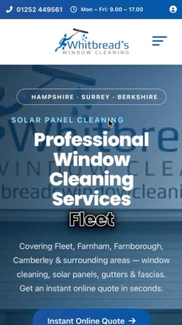 Whitbreads Window Cleaning - Mobile Preview